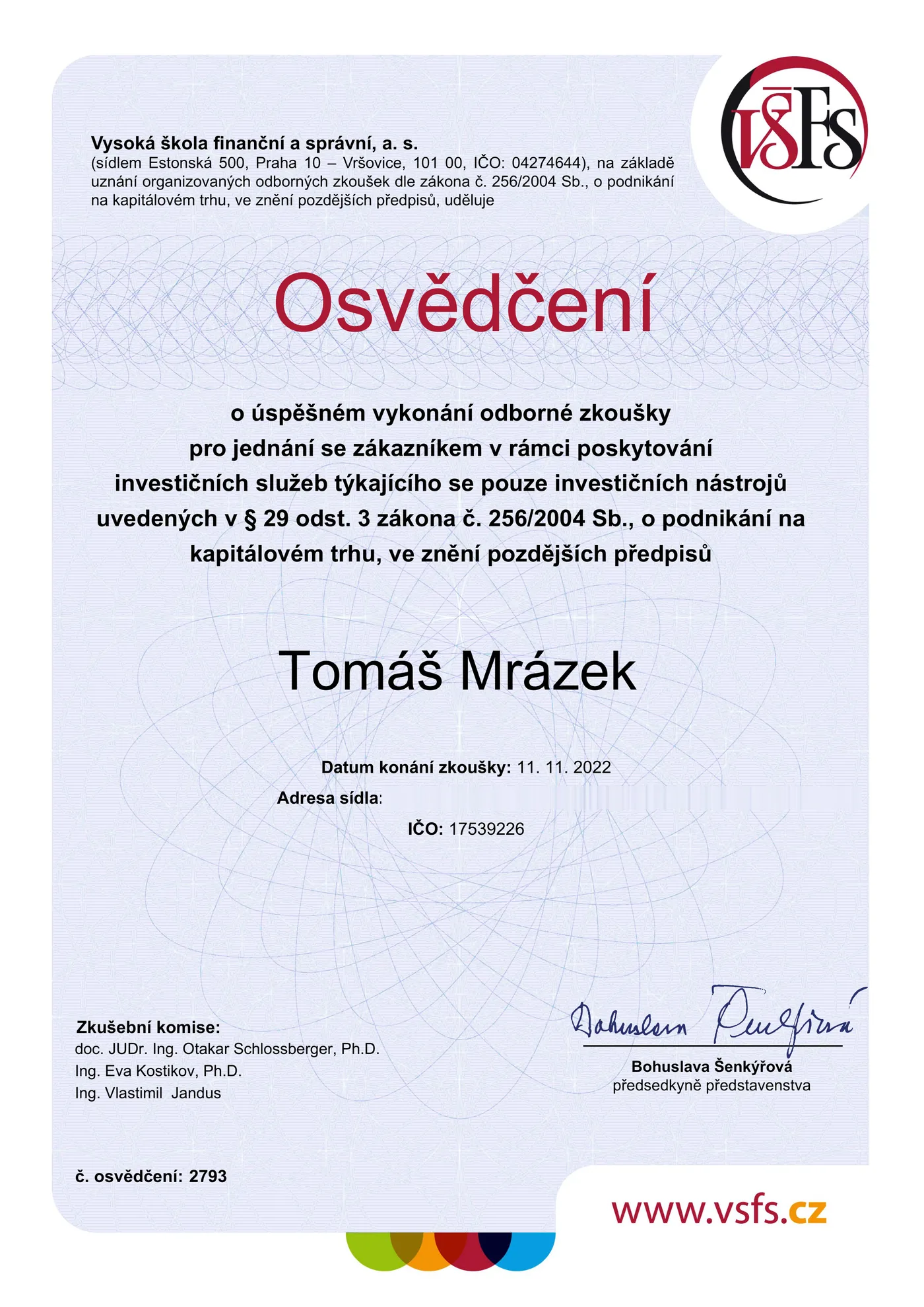 Certifikace – investice